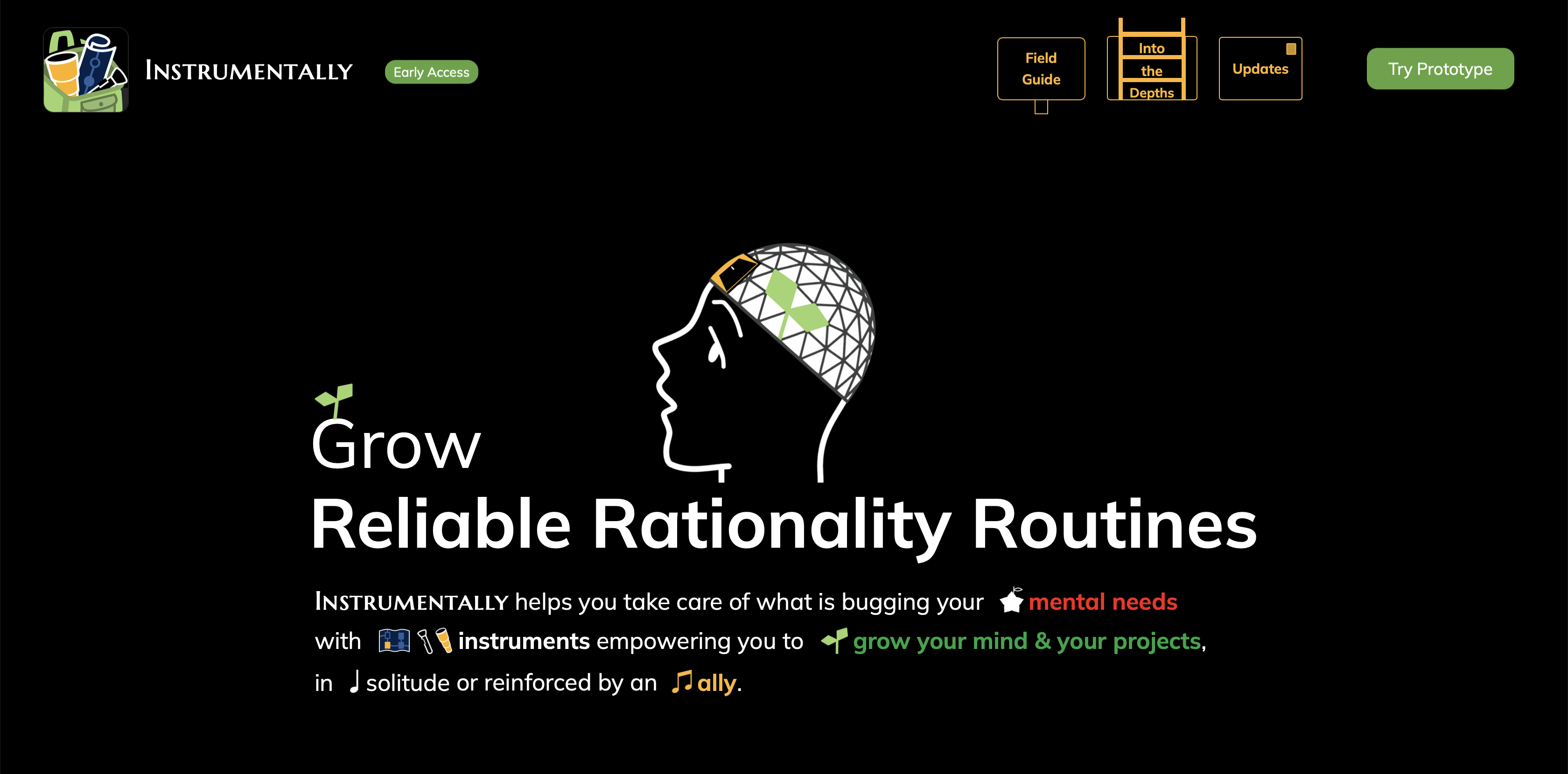 Website landing page for Instrumentally project